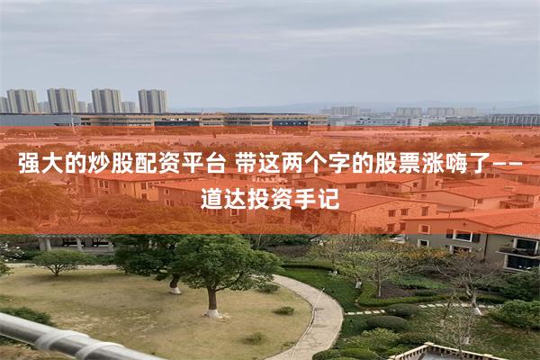 强大的炒股配资平台 带这两个字的股票涨嗨了——道达投资手记