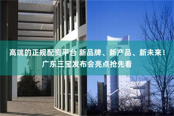 高端的正规配资平台 新品牌、新产品、新未来！广东三宝发布会亮点抢先看